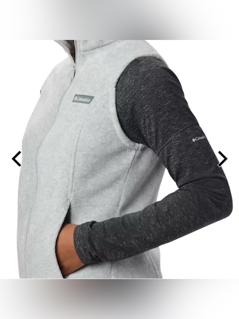Columbia Sportswear Light Gray Fleece Zipper Vest Womens Medium